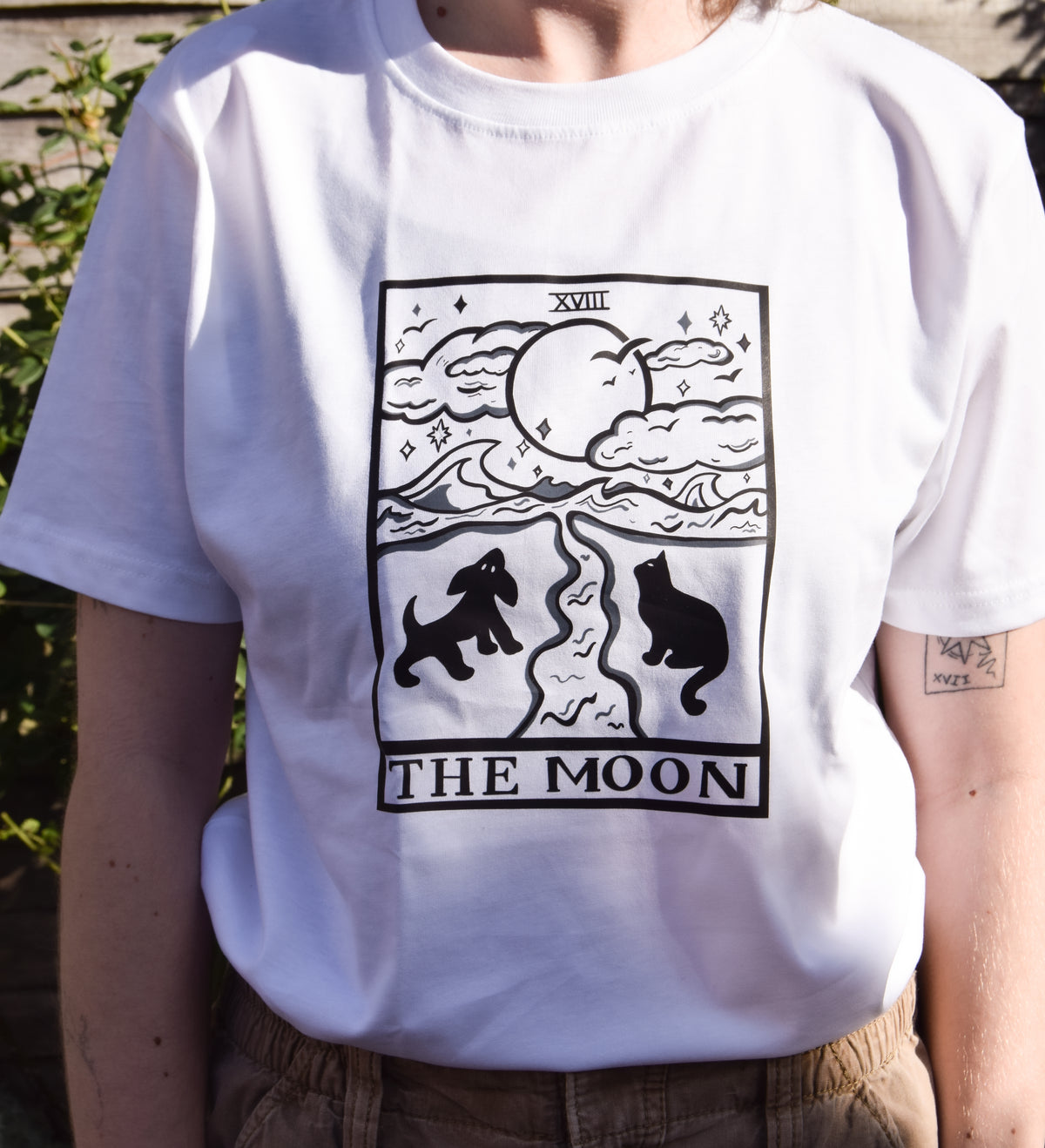 The Moon Tarot Card Organic Cotton T-Shirt in White