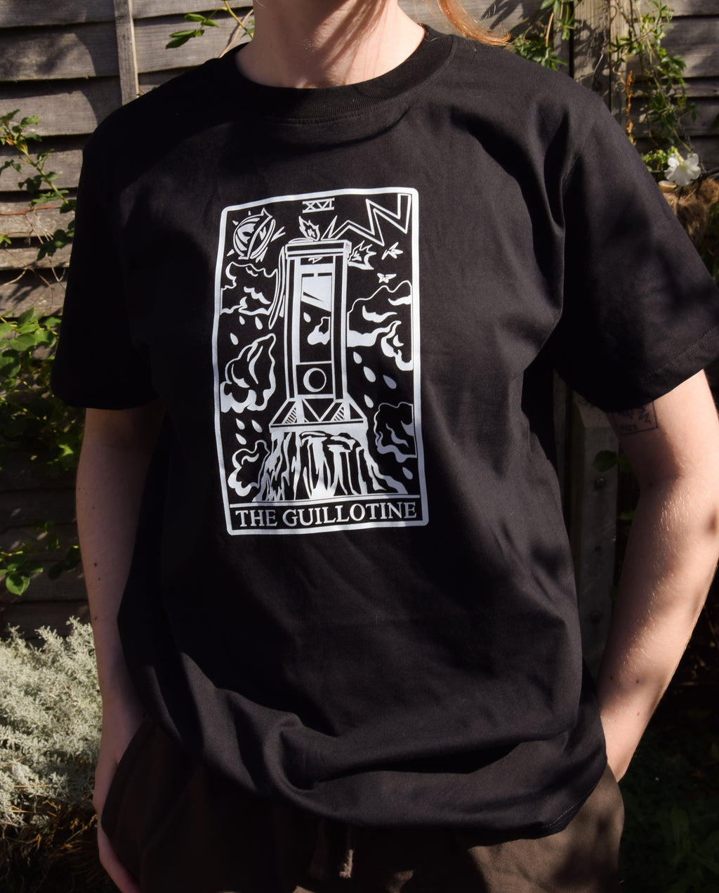 The Guillotine Tarot Card Organic Cotton T-Shirt in Black