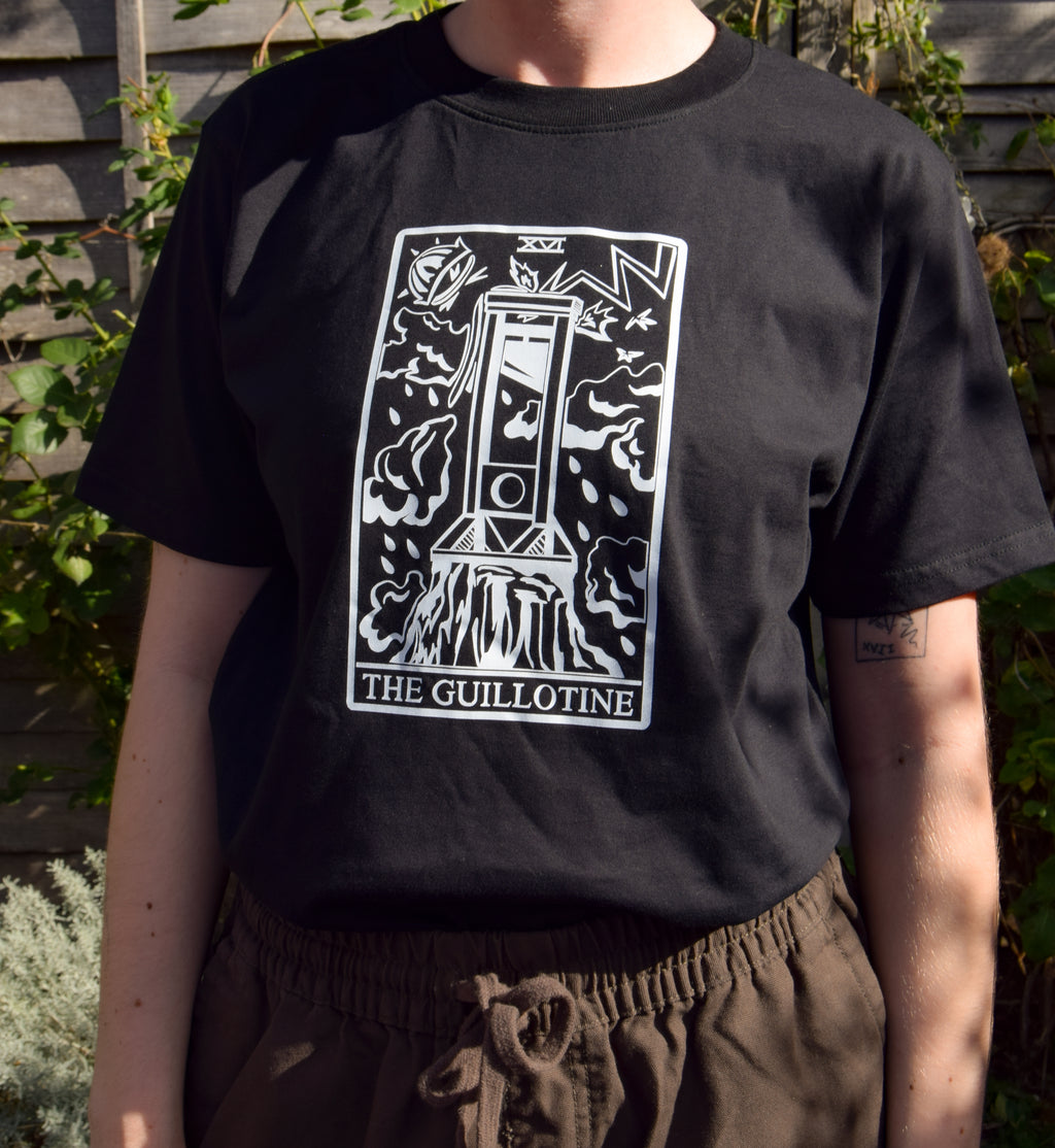 The Guillotine Tarot Card Organic Cotton T-Shirt in Black
