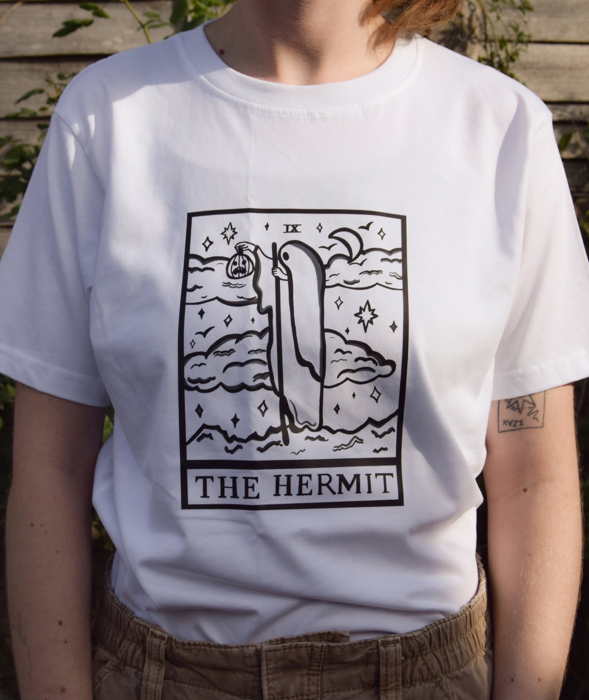 The Hermit Tarot Card Organic Cotton T-Shirt in White