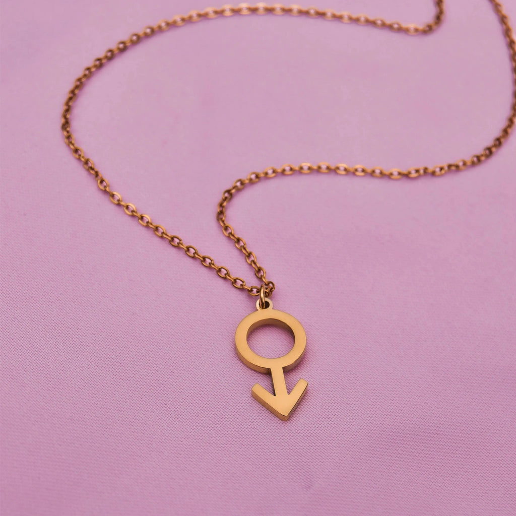 Gold mars symbol necklace in 304 stainless steel Leftbians