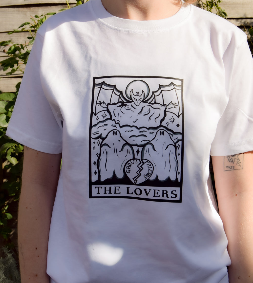 The Lovers Tarot Card Organic Cotton T-Shirt in White