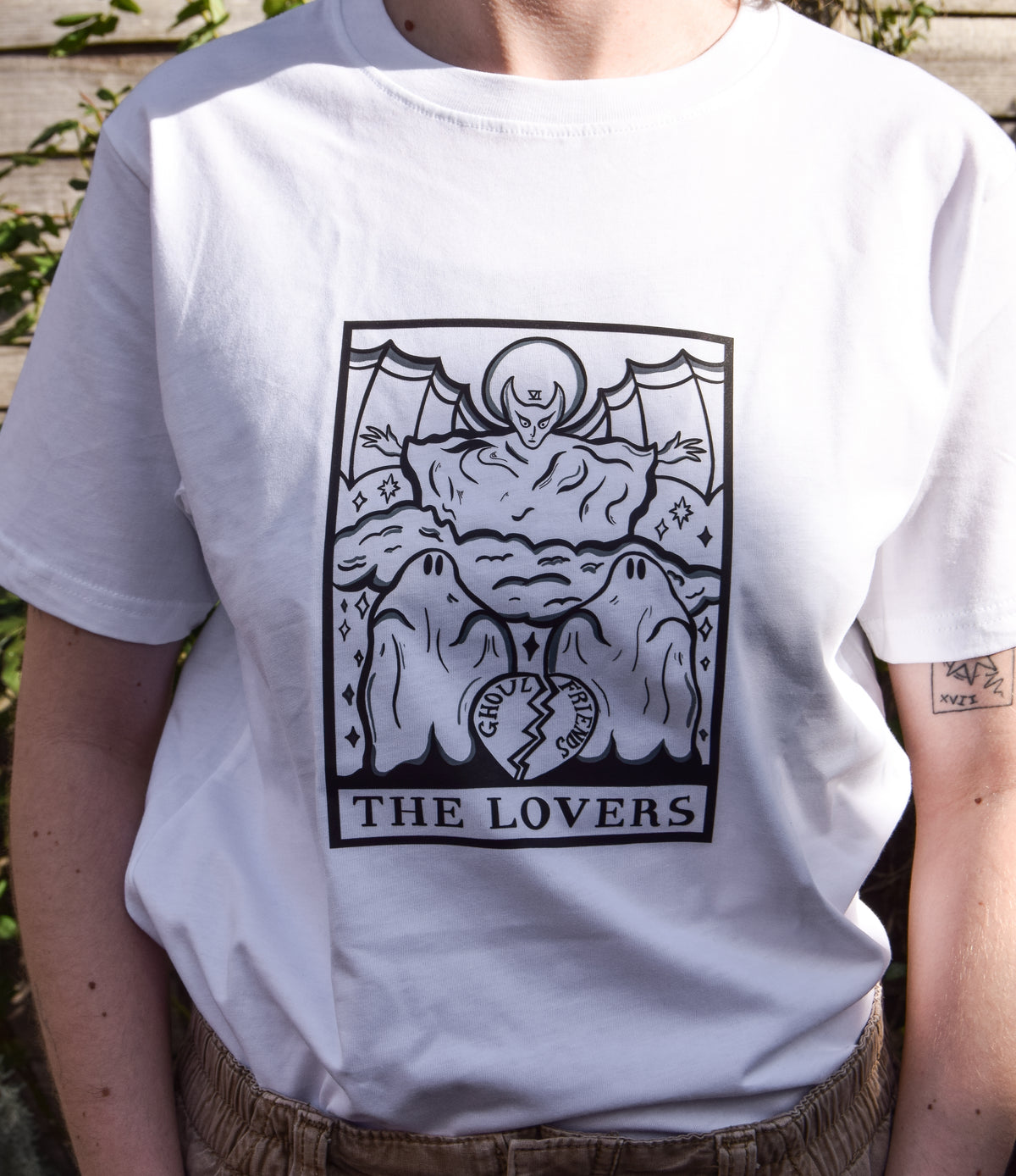 The Lovers Tarot Card Organic Cotton T-Shirt in White