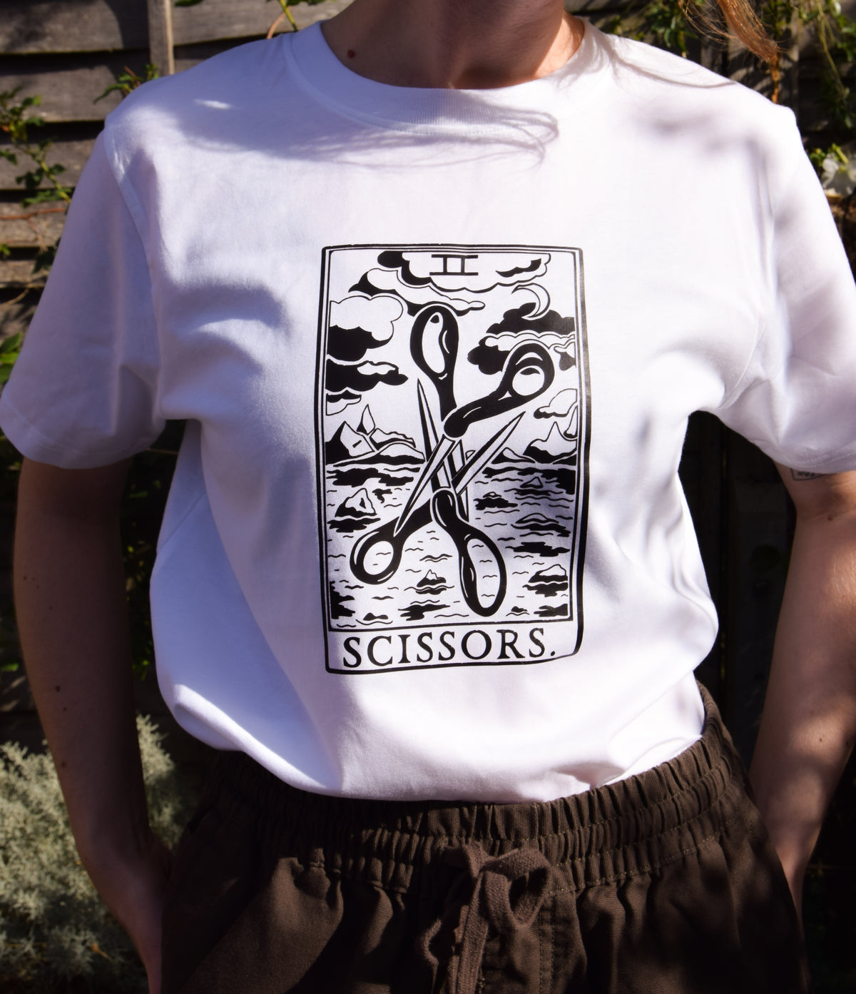 The Scissors Tarot Card Organic Cotton T-Shirt in White