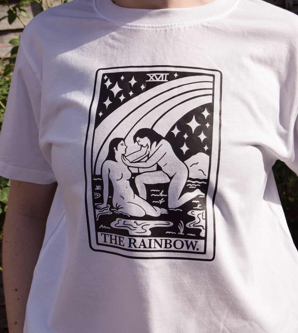 The Rainbow Tarot Card Organic Cotton T-Shirt in White