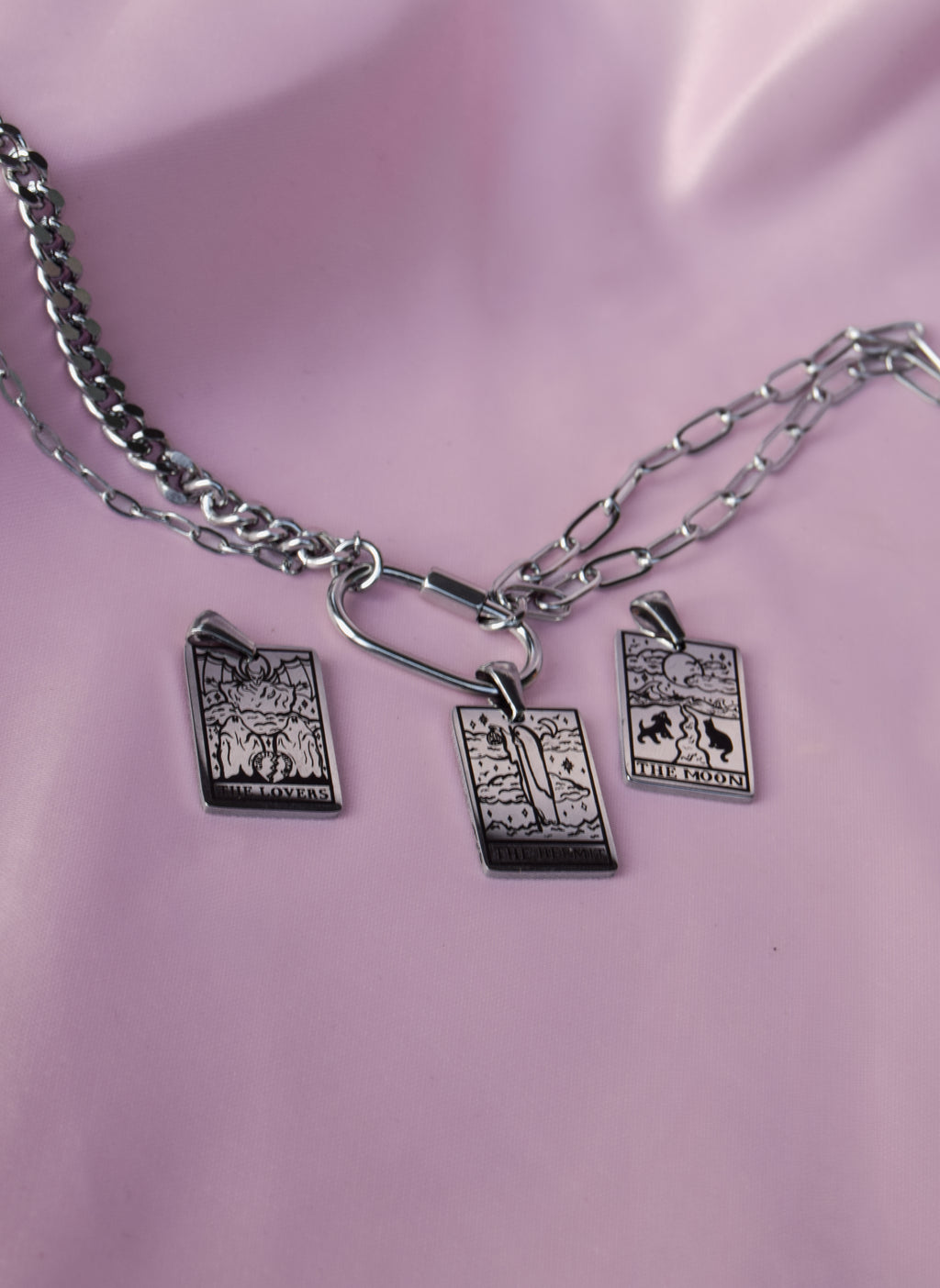 Choose Your Tarot Card Engraved Carabiner Necklace in 304 Stainless Steel