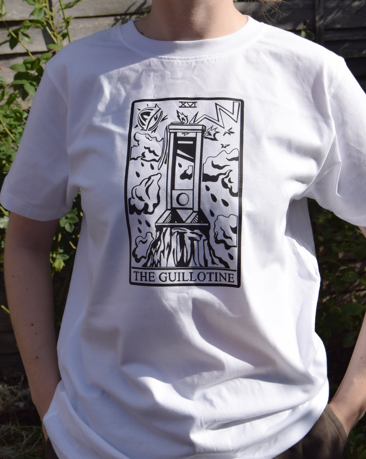 The Guillotine Tarot Card Organic Cotton T-Shirt in White