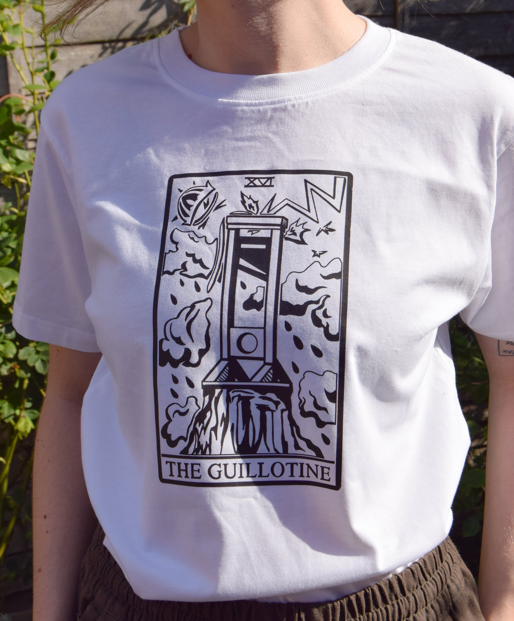 The Guillotine Tarot Card Organic Cotton T-Shirt in White
