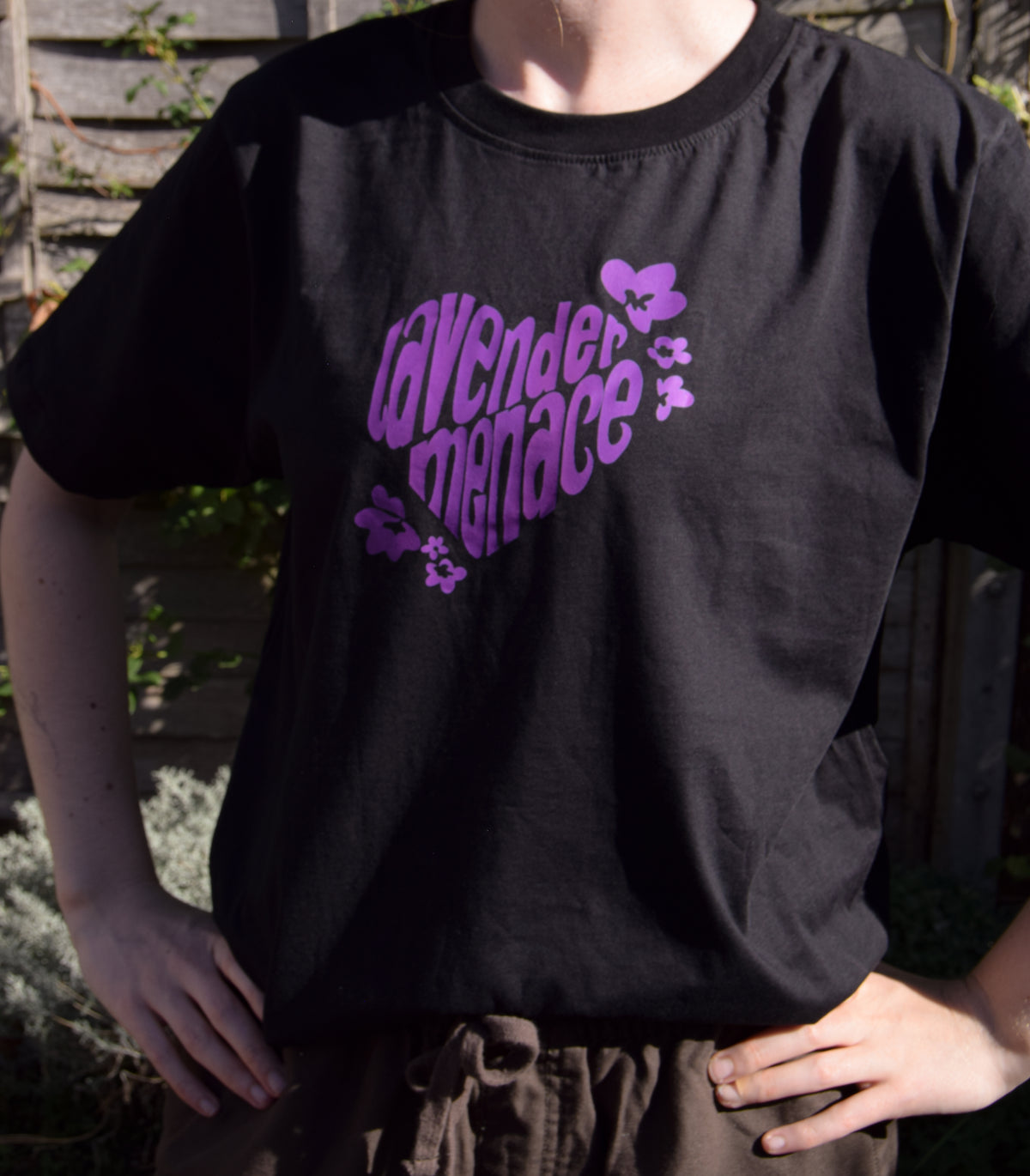 Lavender Menace Organic Cotton T-Shirt in Black