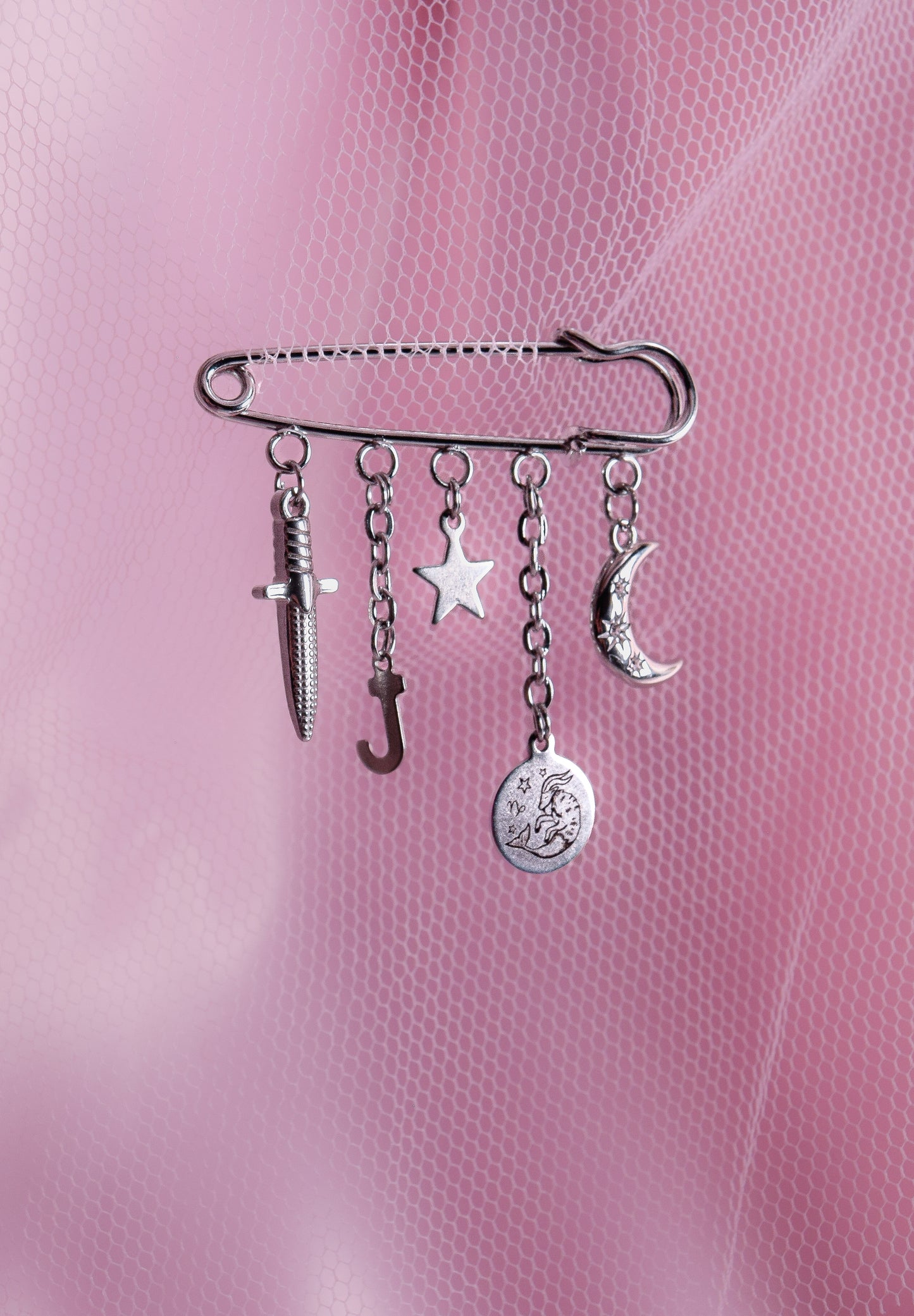 Silver custom charm brooch