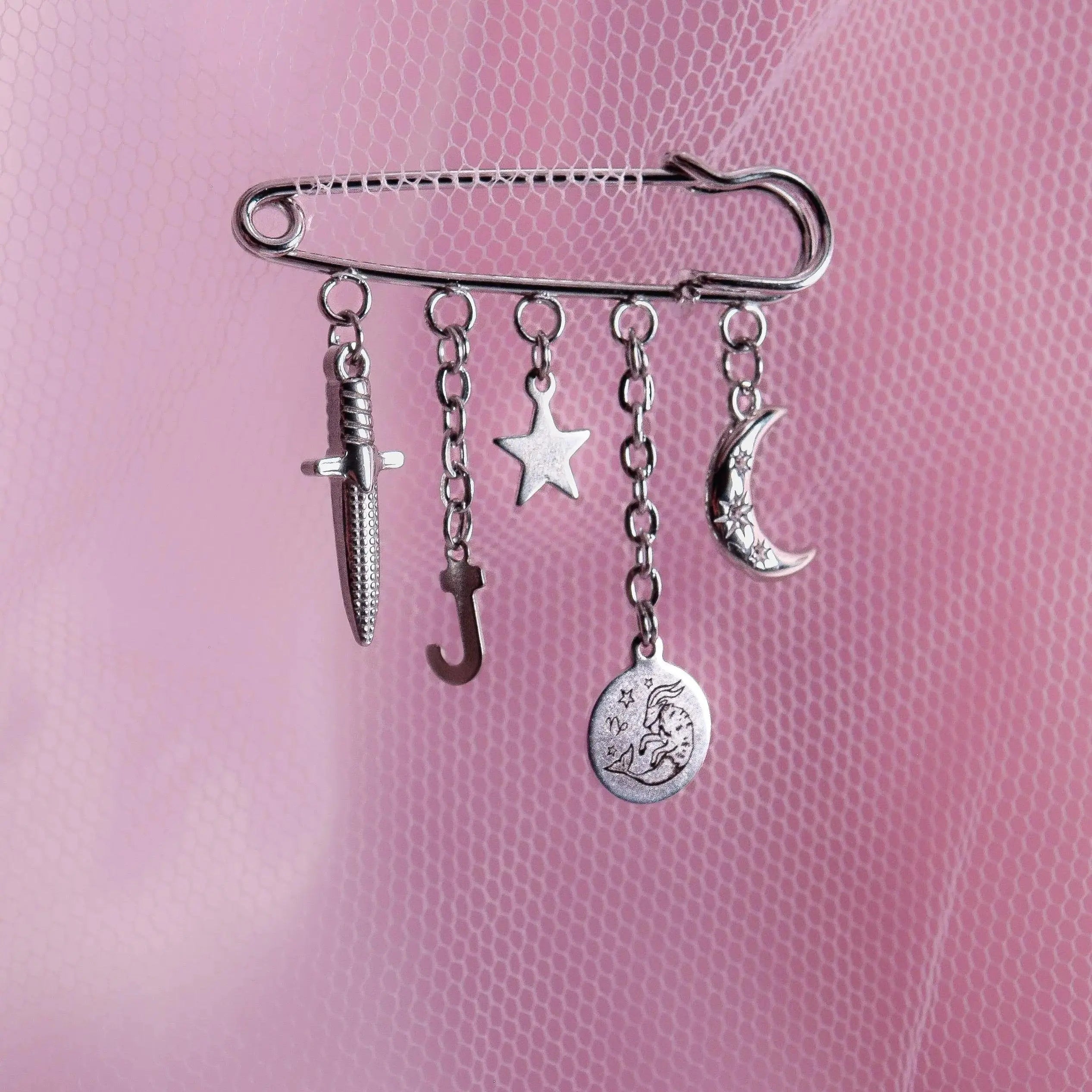 Silver custom charm brooch Leftbians