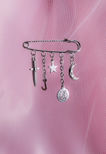 Silver custom charm brooch