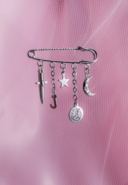Silver custom charm brooch