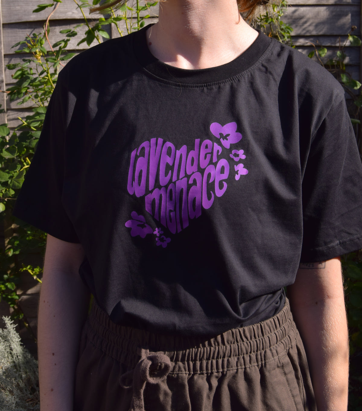 Lavender Menace Organic Cotton T-Shirt in Black