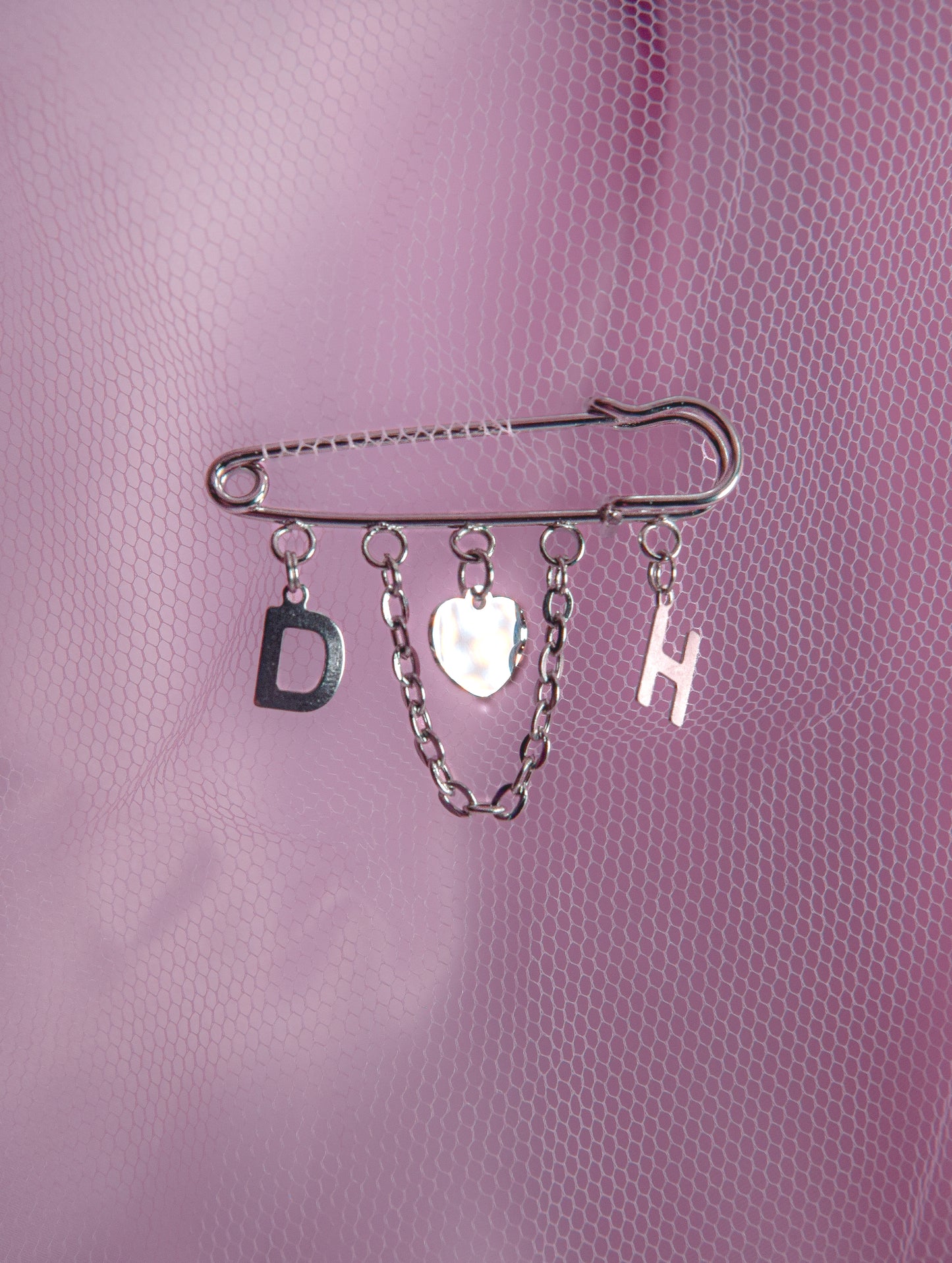 Silver custom couples brooch