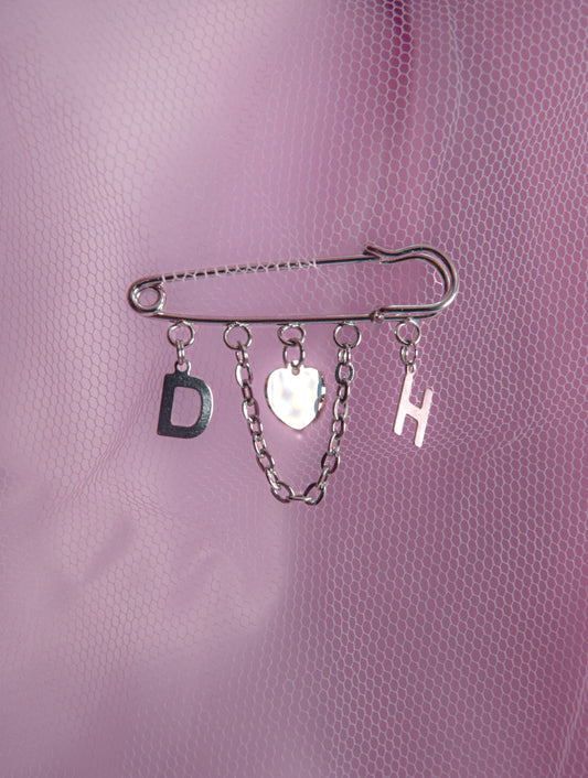 Silver custom couples brooch