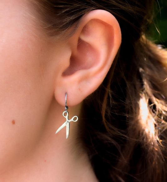 Scissor Huggie Hoops earrings, 304 Stainless Steel