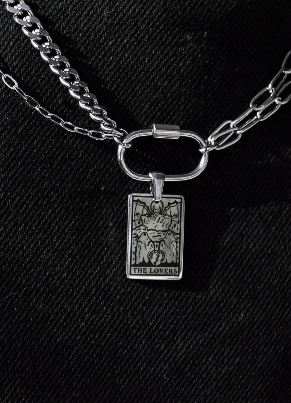 Choose Your Tarot Card Engraved Carabiner Necklace in 304 Stainless Steel