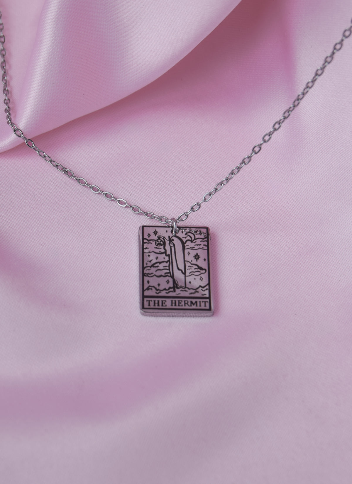 The Hermit Tarot Card Engraved Stainless Steel Necklace