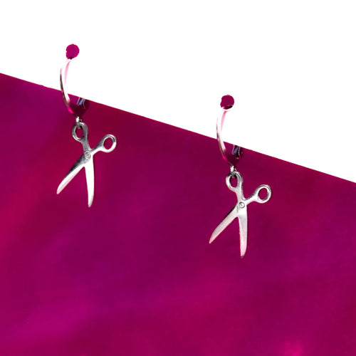 Scissor Huggie Hoops earrings, 201 Stainless Steel Leftbians