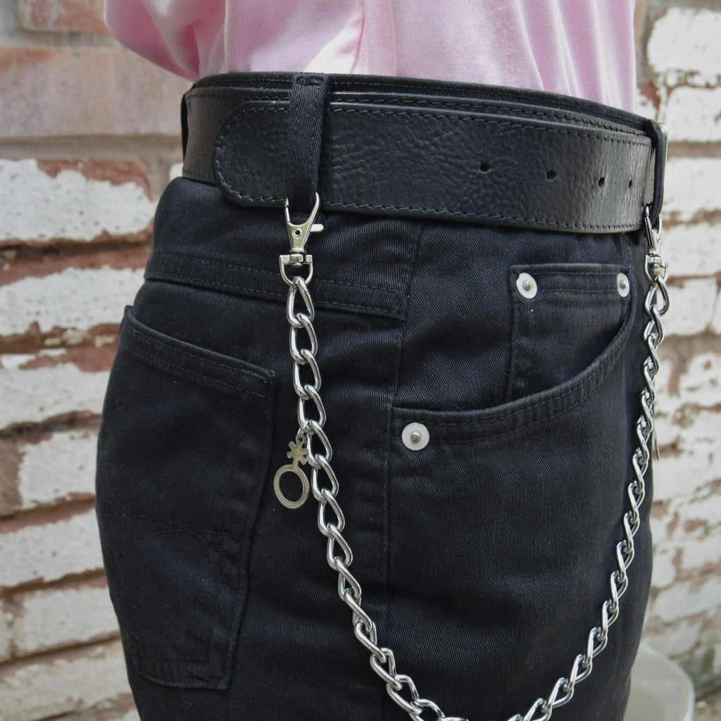 Jean chain with multiple Non binary symbol charms Leftbians