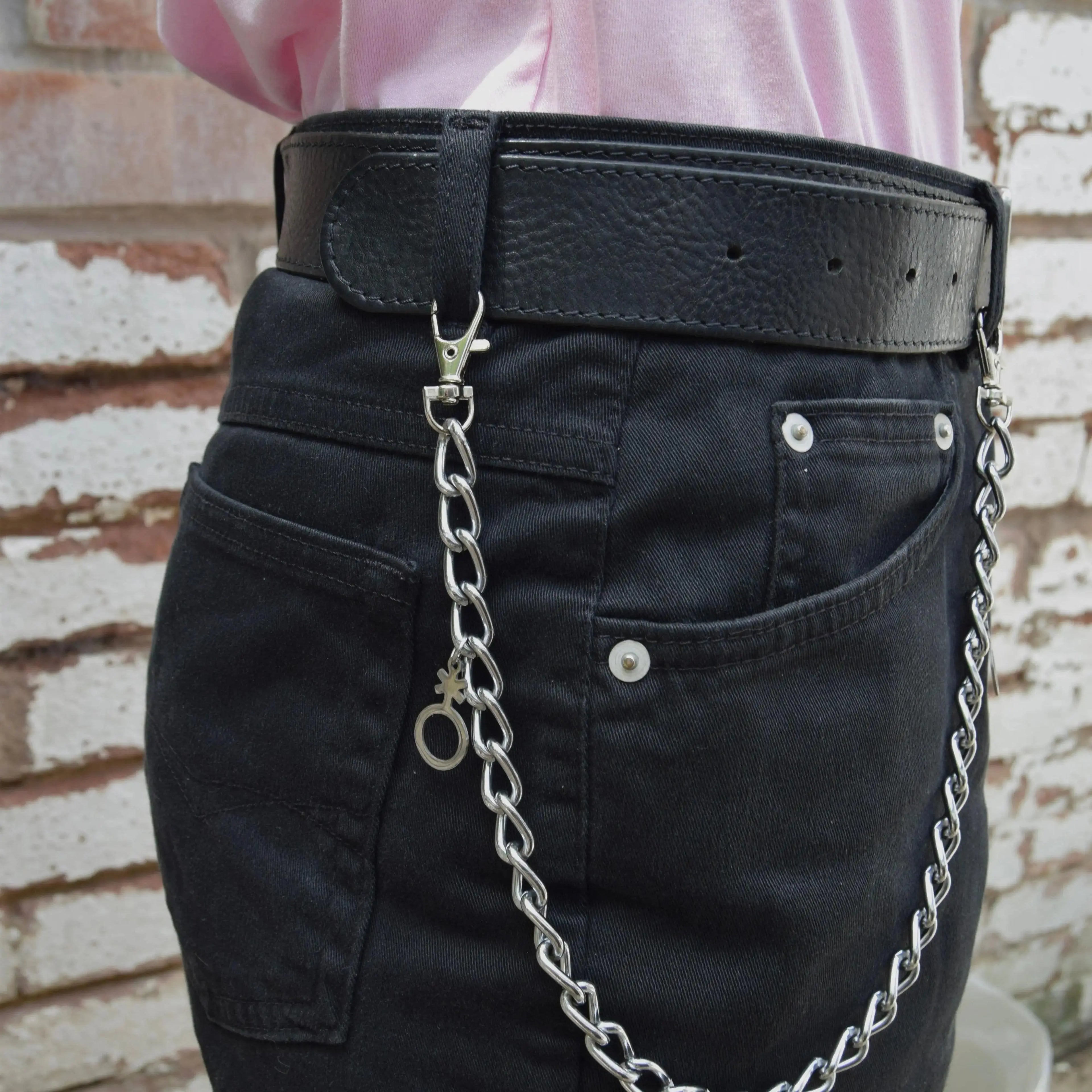 Jean chain with multiple Non binary symbol charms Leftbians