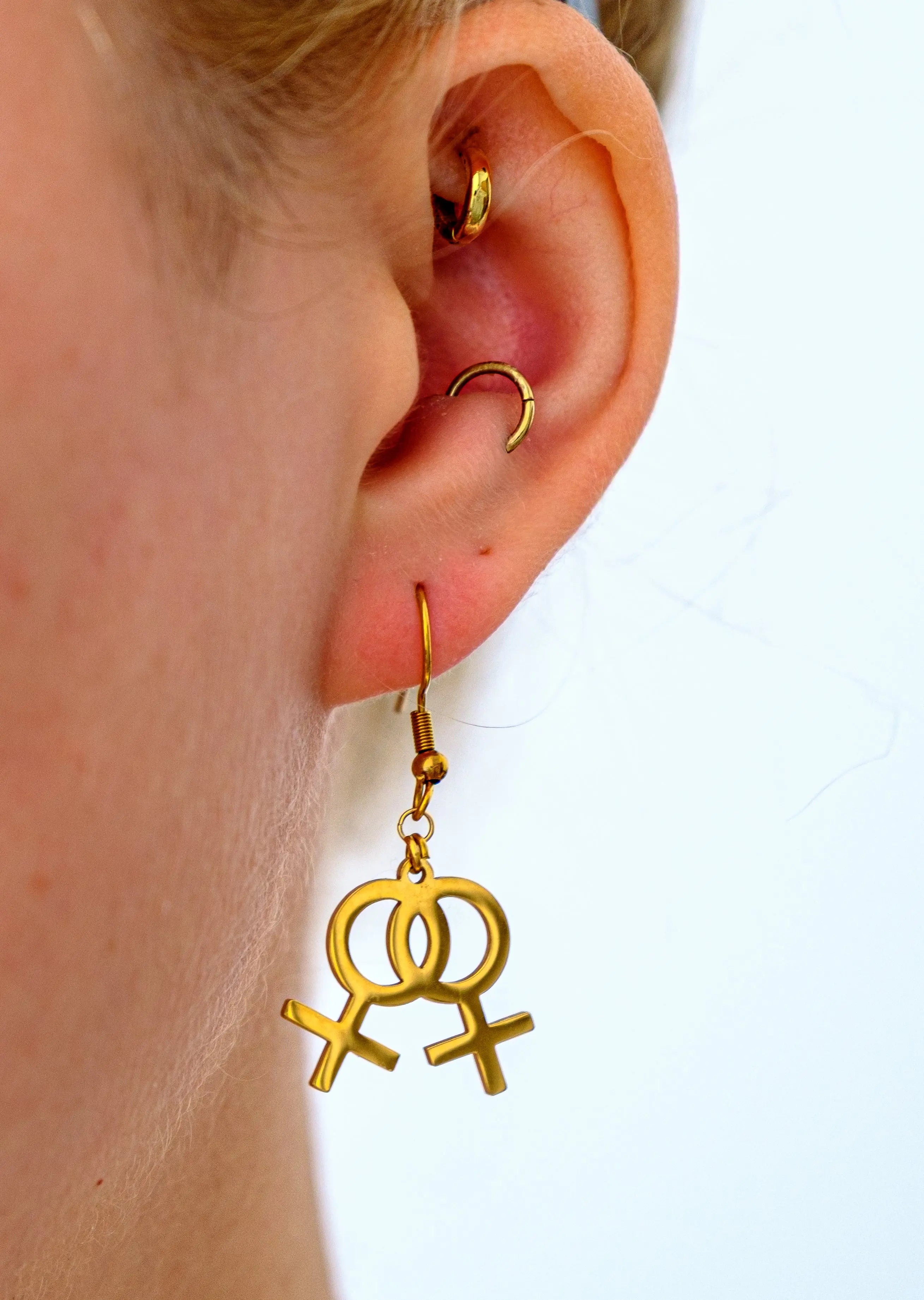 Gold Double Venus Earrings in 304 Stainless Steel