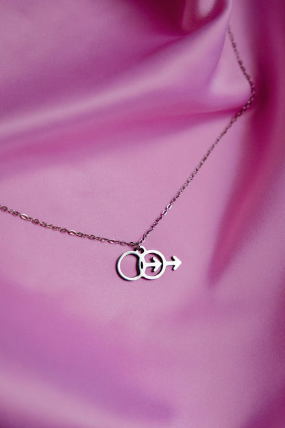 Double Mars symbol stainless steel necklace Leftbians