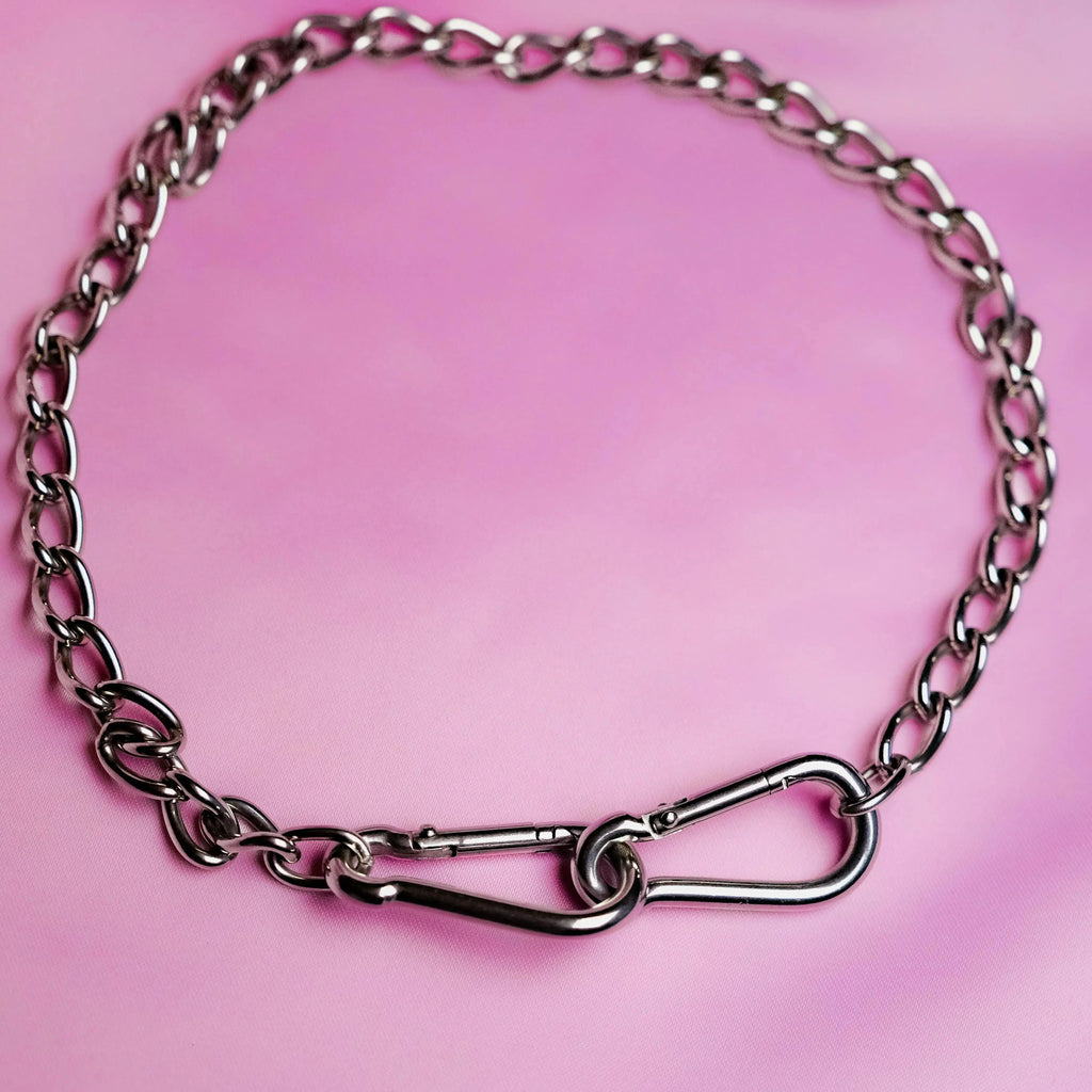 Double carabiner chain necklace and jean chain Leftbians