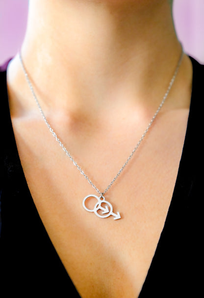 Double Mars symbol stainless steel necklace