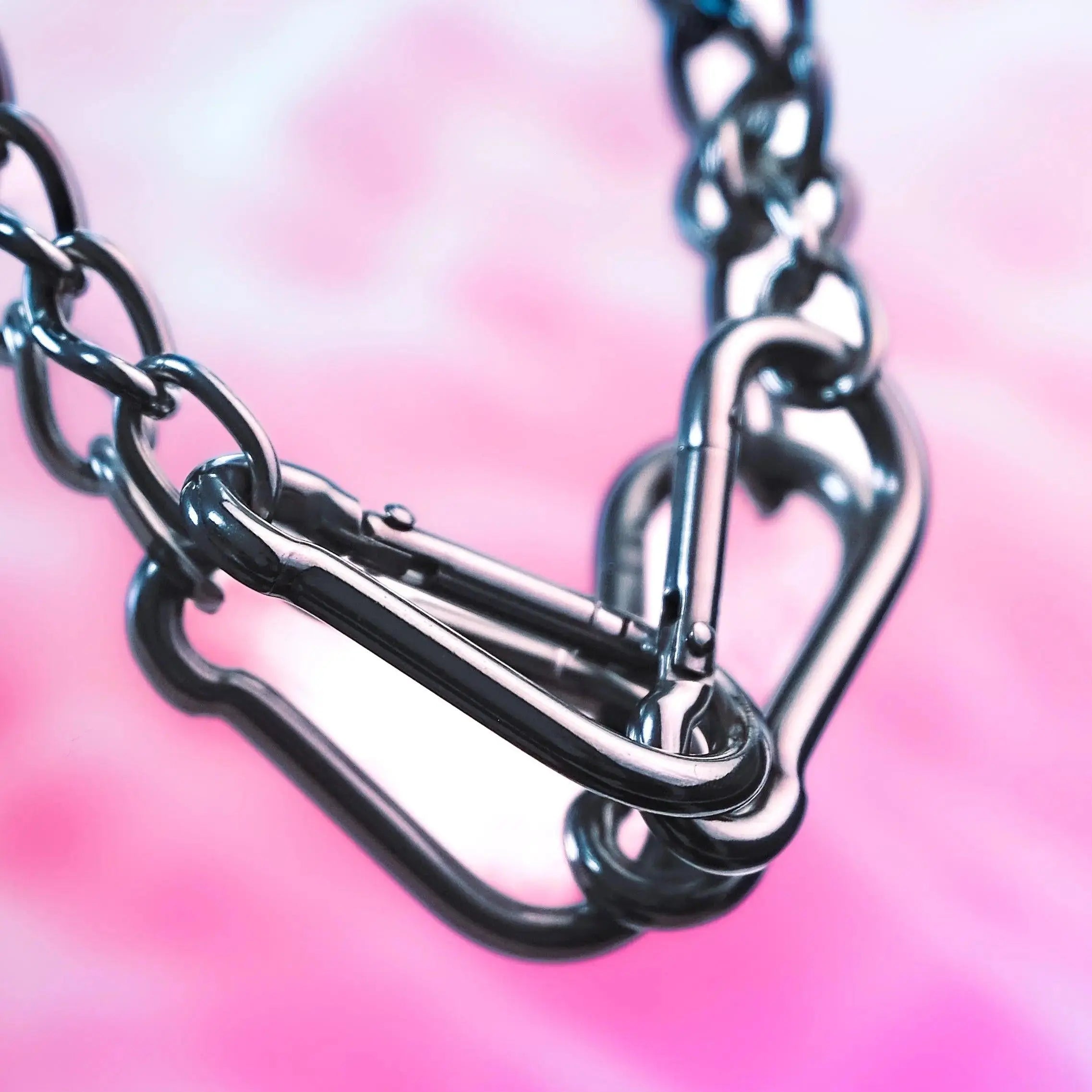 Double carabiner chain necklace and jean chain Leftbians