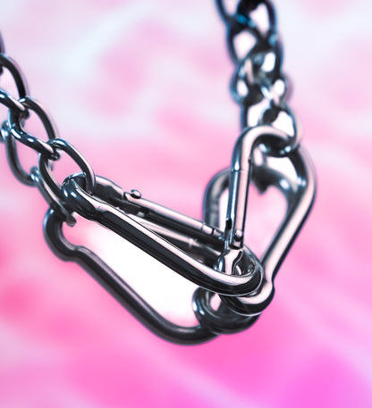 Double carabiner chain necklace and jean chain
