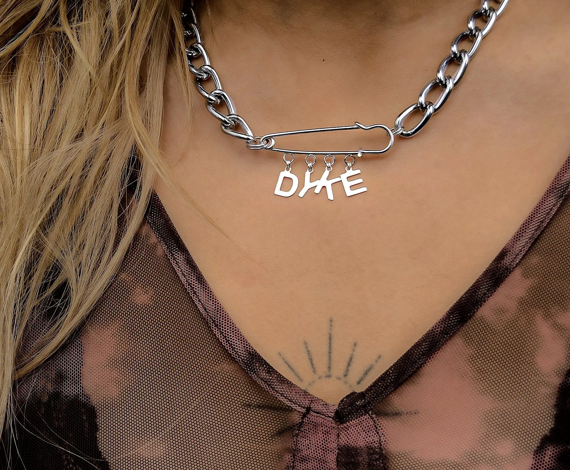Dyke kilt pin chunky chain choker necklace Leftbians