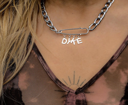 Dyke kilt pin chunky chain choker necklace Leftbians