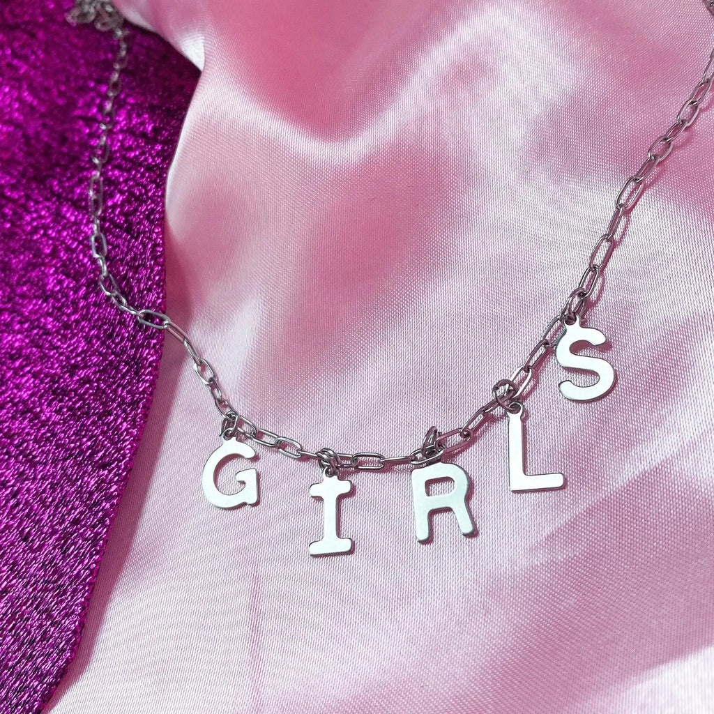 GIRLS lettering necklace, 100% stainless steel Leftbians