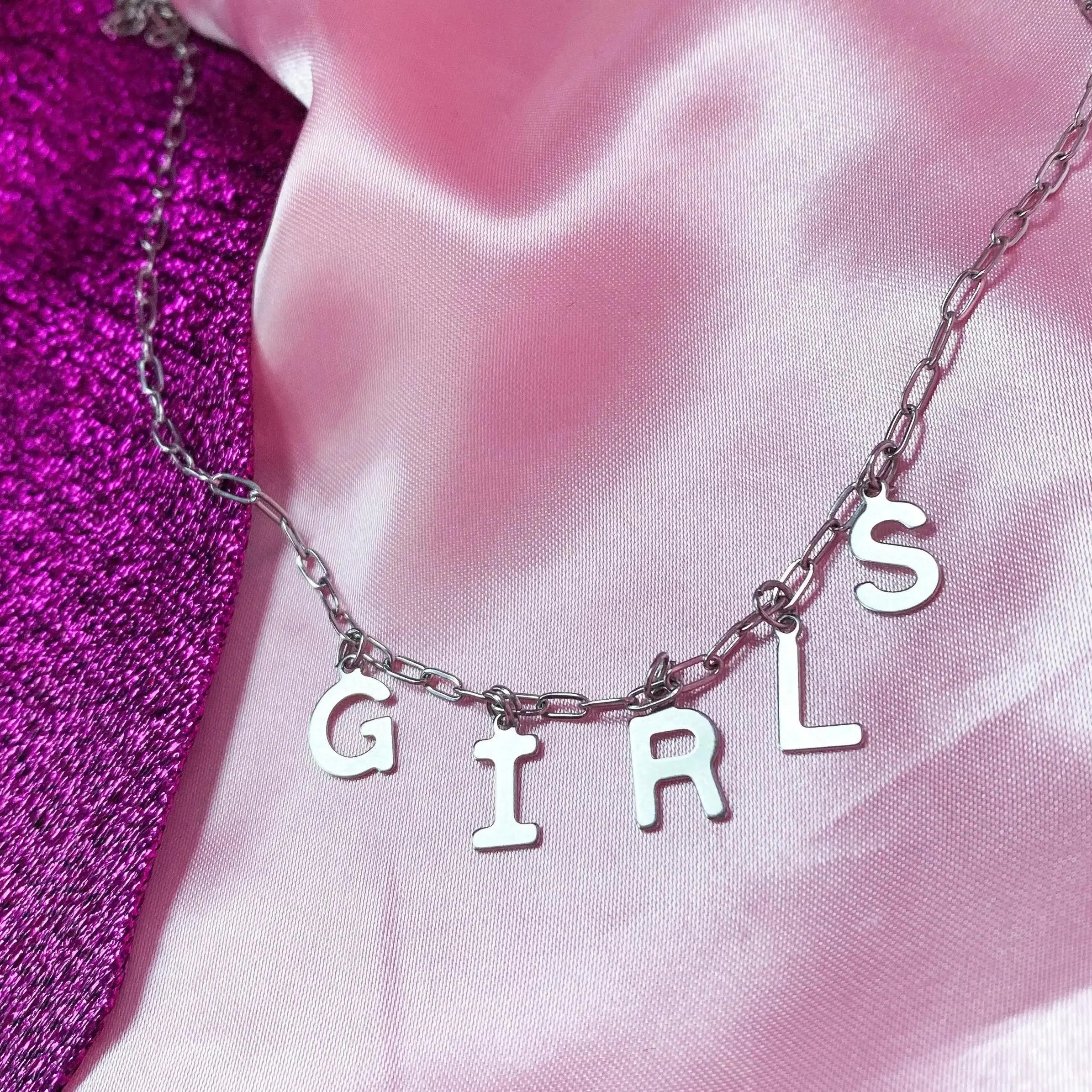 GIRLS lettering necklace, 100% stainless steel Leftbians
