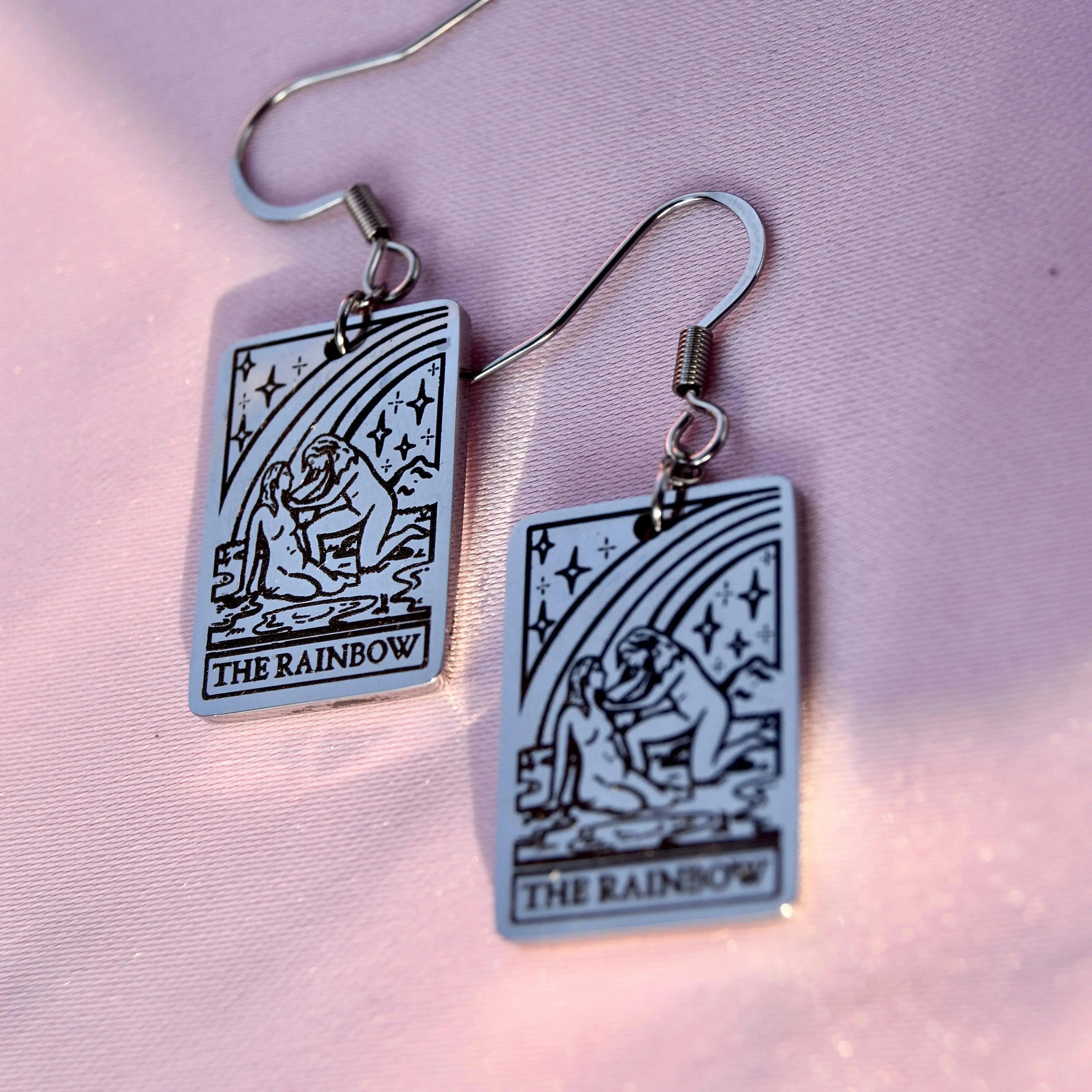The Rainbow Tarot Card Stainless Steel Earrings Leftbians