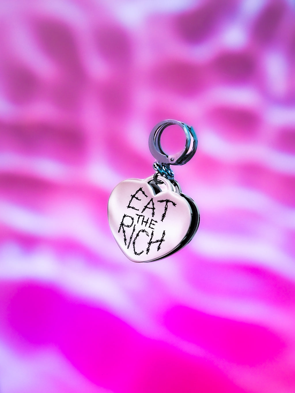 Eat The Rich Barbed Wire Heart Stainless Steel Earrings