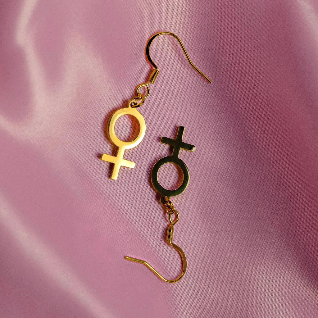 Gold Venus symbol earrings in 304 stainless steel Leftbians