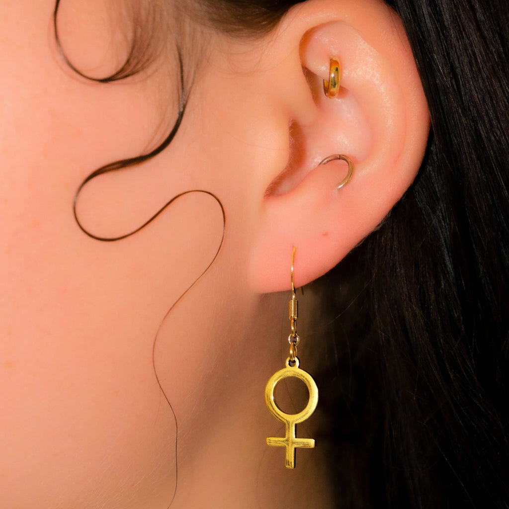 Gold Venus symbol earrings in 304 stainless steel Leftbians