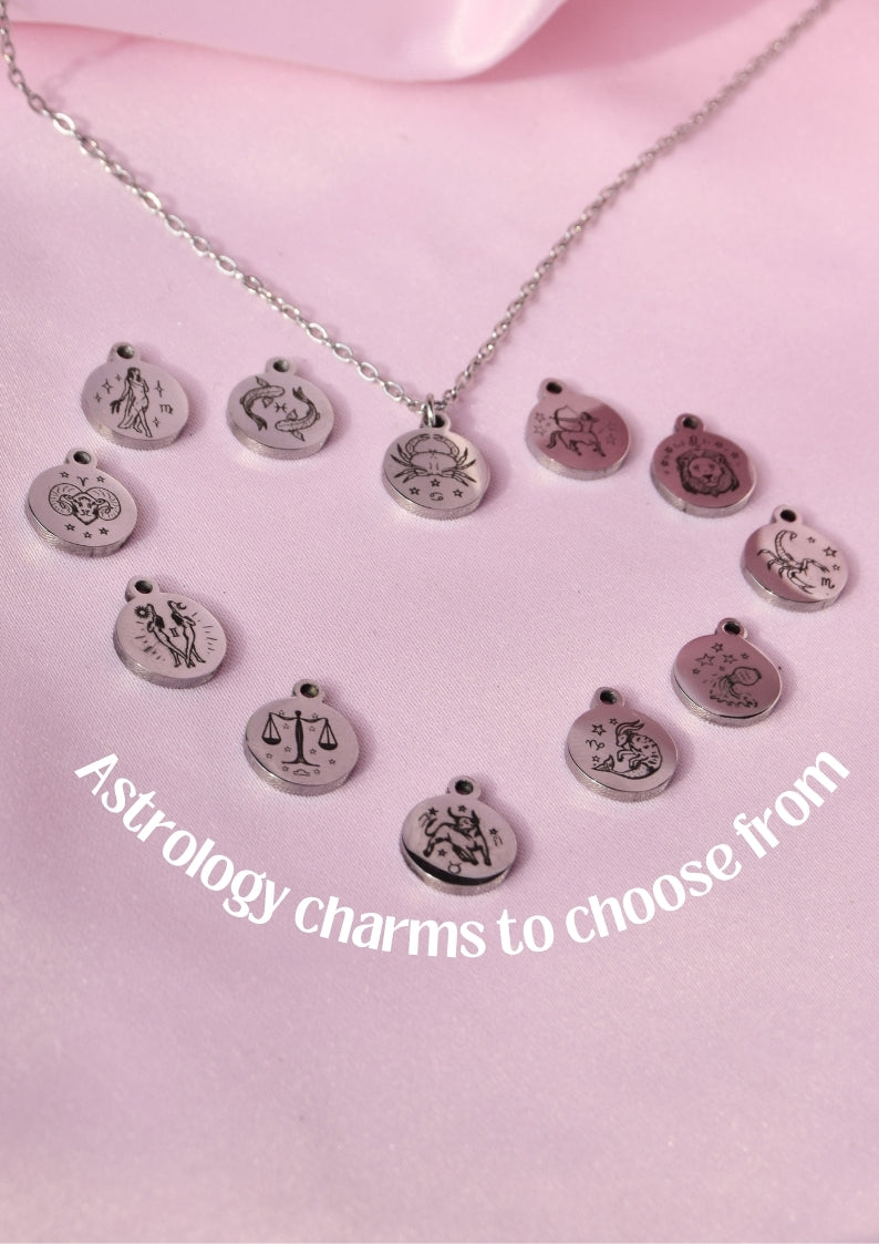 Tarot Card and Star Sign Carabiner Necklace in 304 Stainless Steel, Choose Your Own