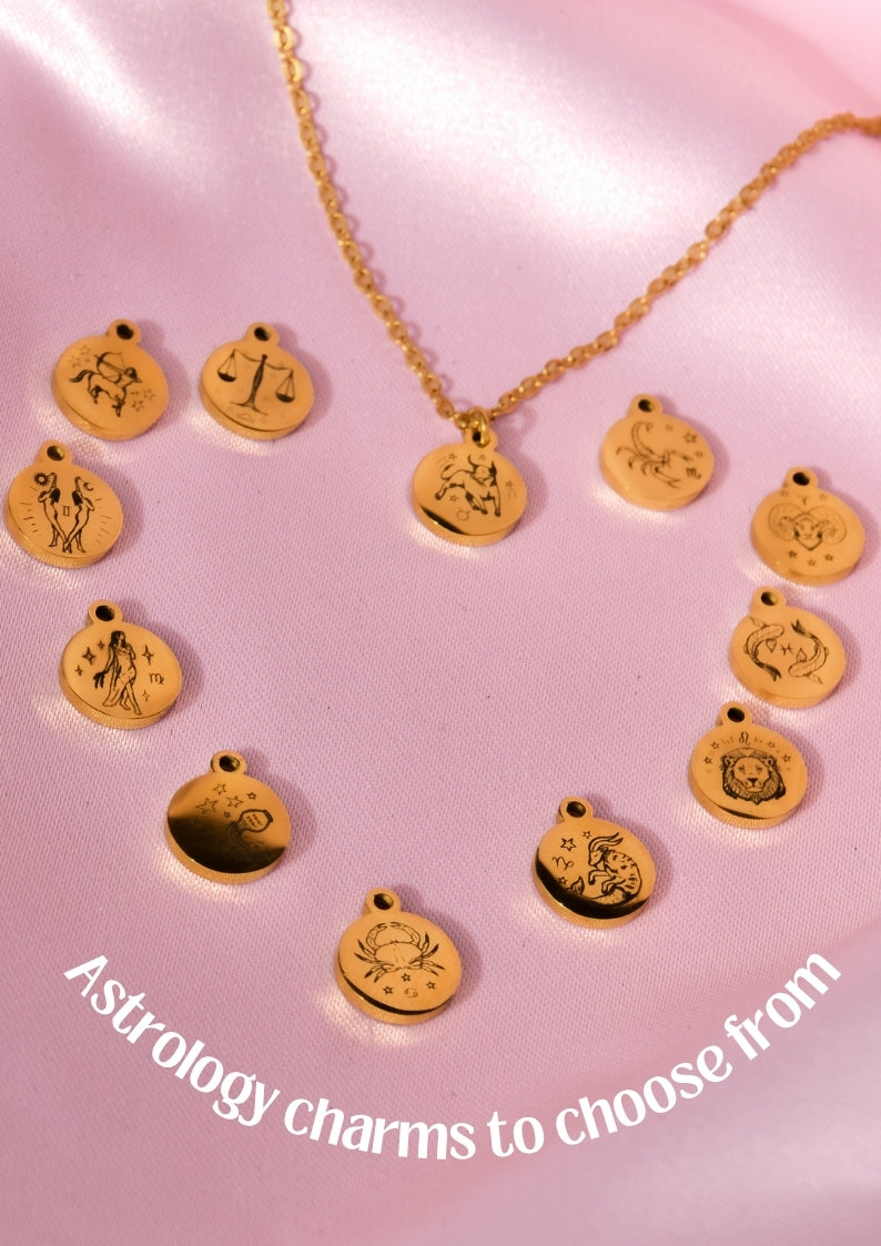 Gold Big Three Engraved Star Sign Necklace in 304 Stainless Steel