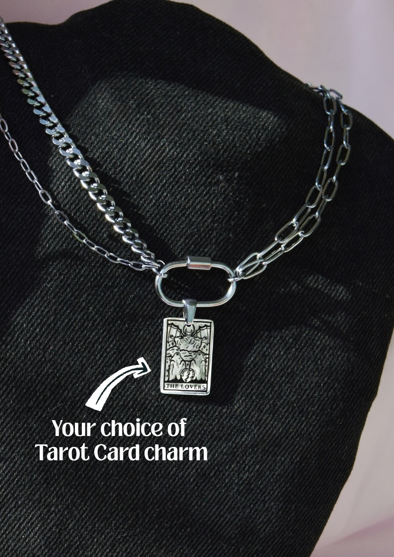 Choose Your Tarot Card Engraved Carabiner Necklace in 304 Stainless Steel