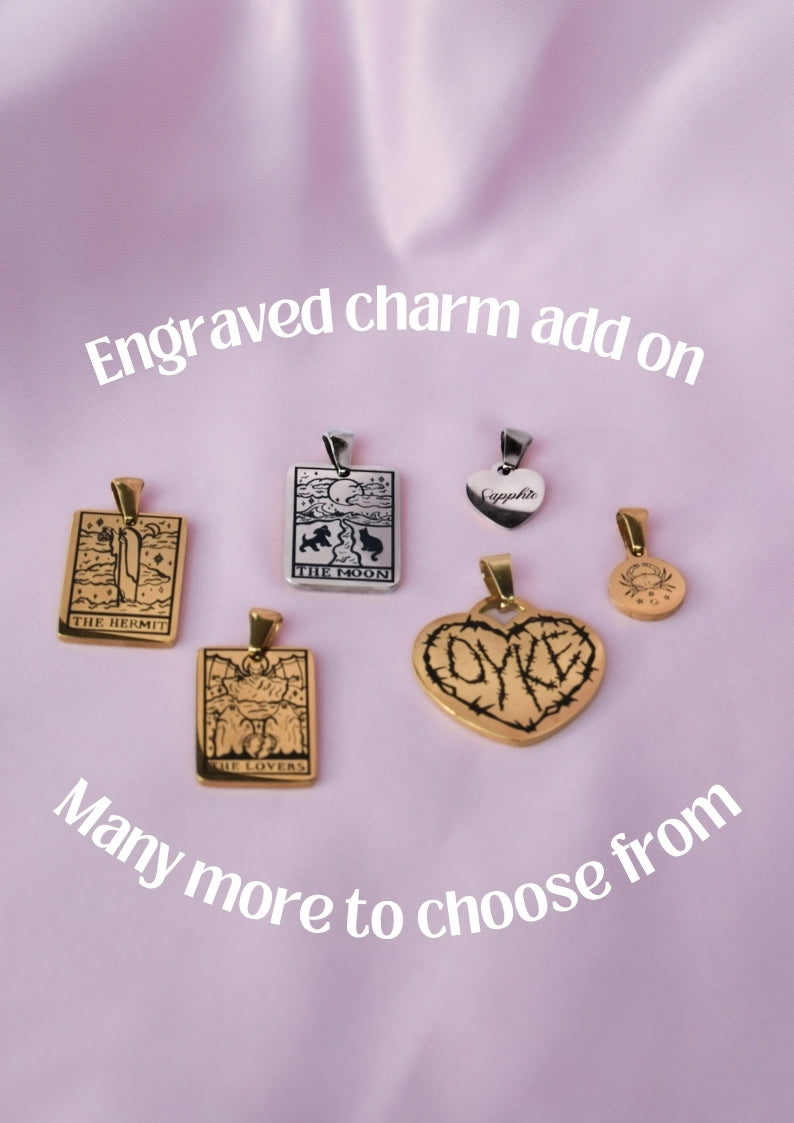 Engraved Charm Add-On in Silver or Gold 304 Stainless Steel
