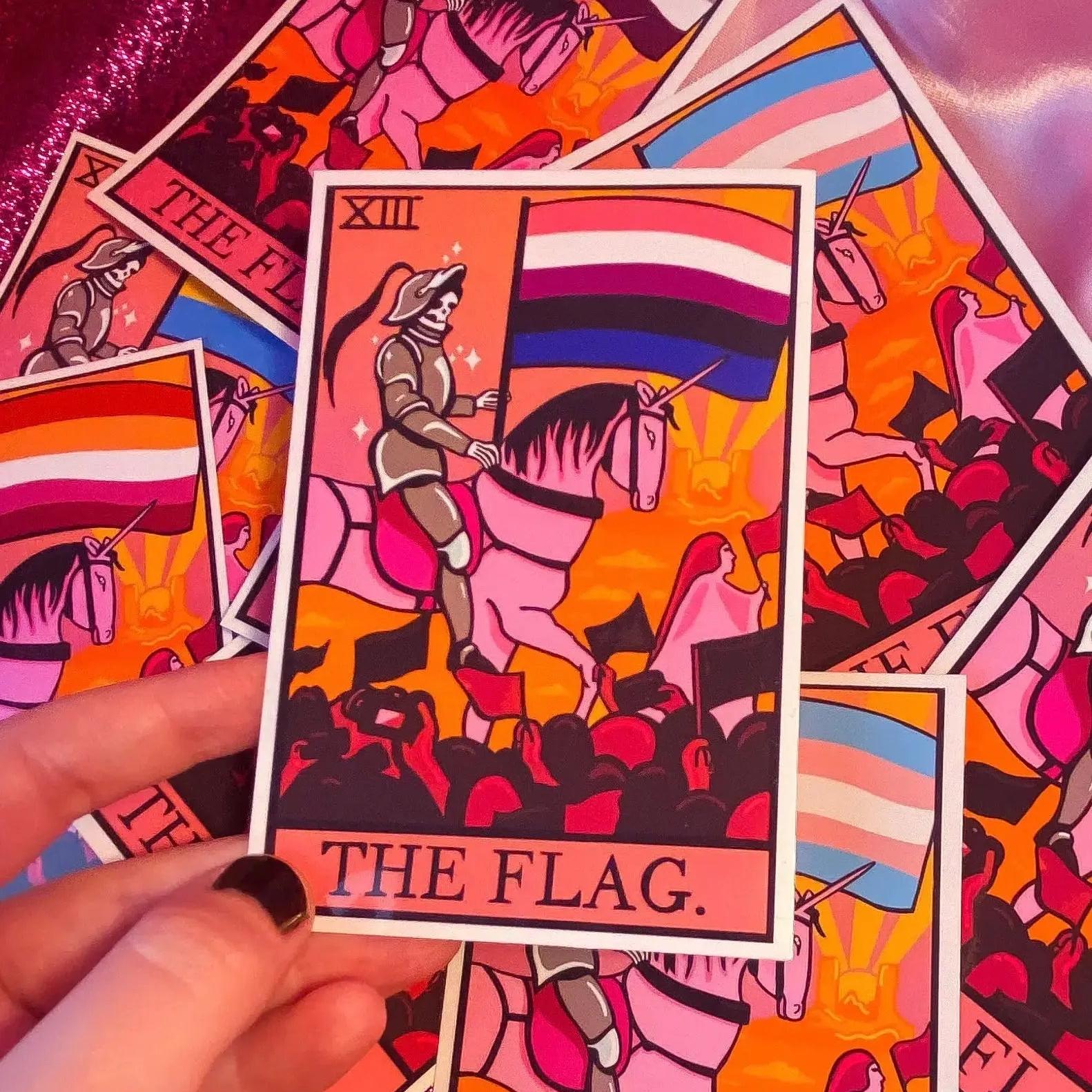Genderfluid pride flag tarot card sticker Leftbians