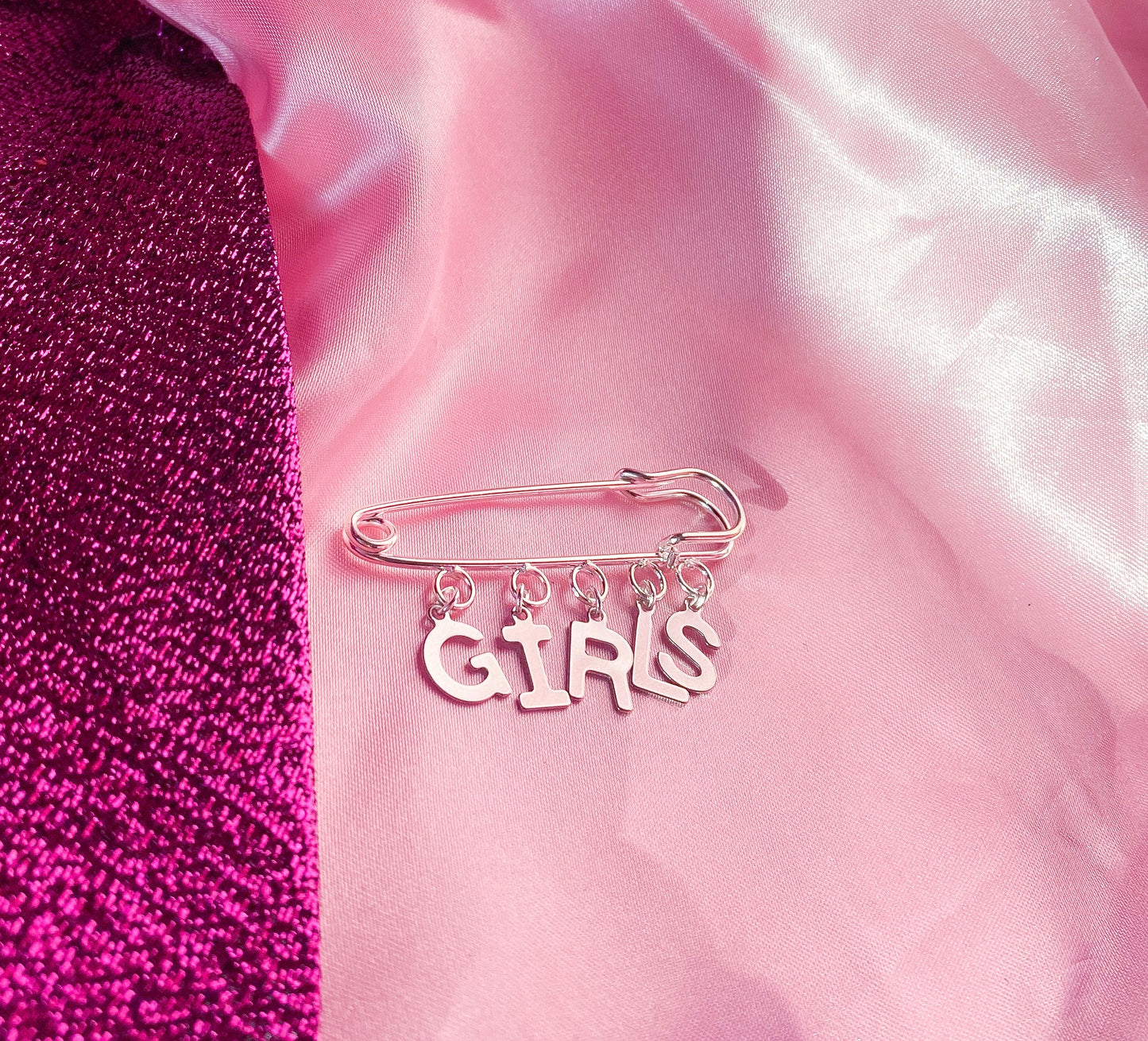 GIRLS letter charm word kilt pin brooch