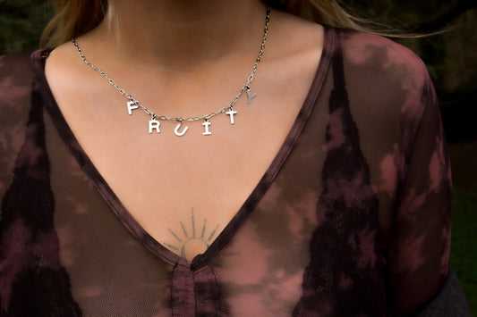 FRUITY letter necklace, 100% stainless steel Leftbians