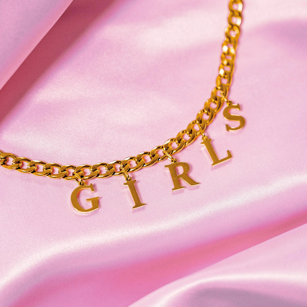 Gold GIRLS letter charm chain in 304 stainless steel Leftbians