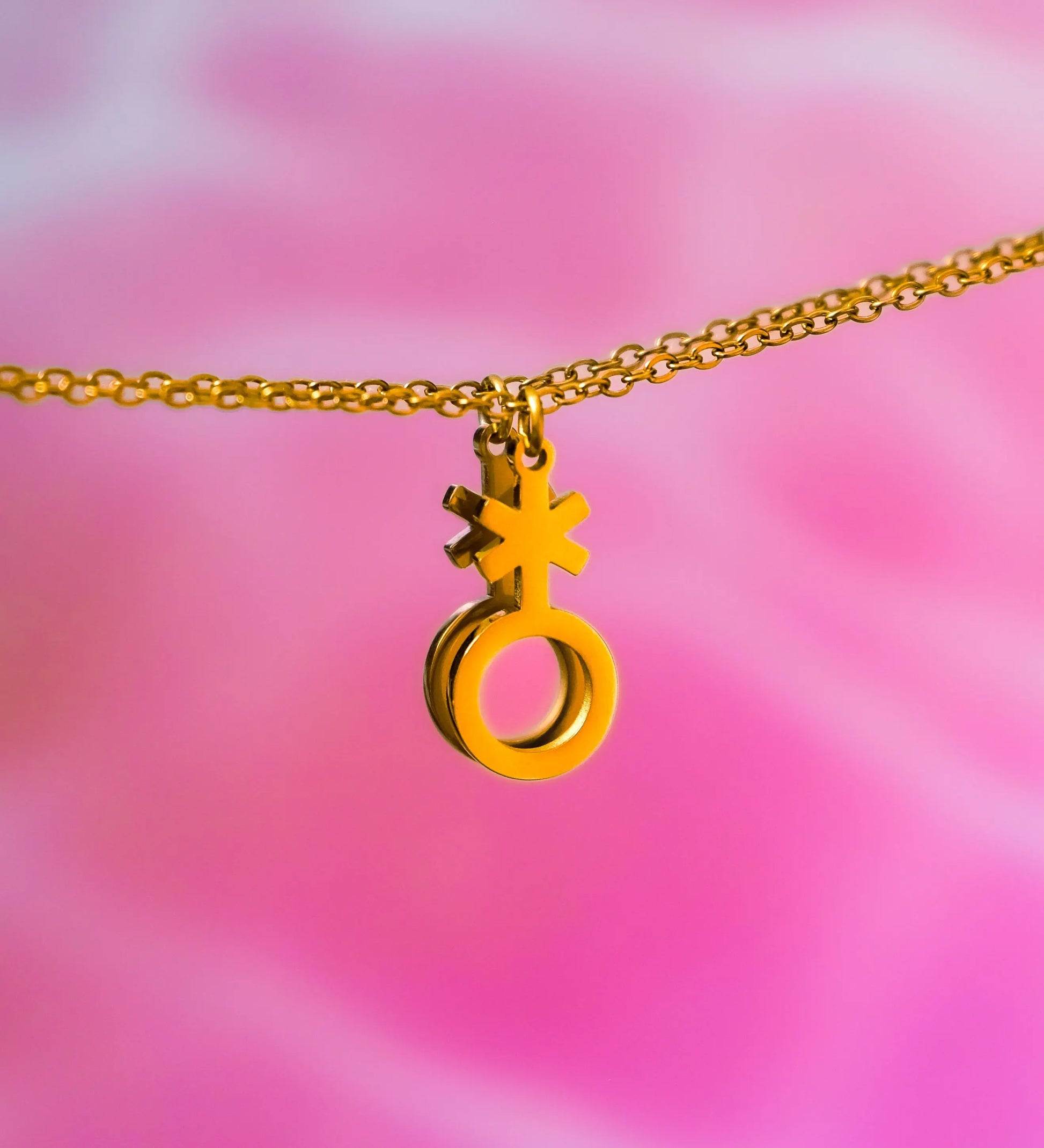 Gold Non binary symbol necklace, 304 stainless steel Leftbians