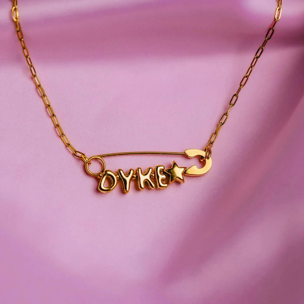 Dyke Safety Pin Necklace in Gold-Plated 304 Stainless Steel Leftbians